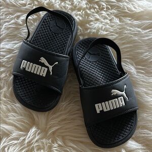 PUMA size 13 Kids Black Slide Sandals